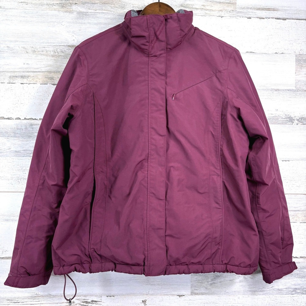 Lands End Squall Jacket Womens M Burgundy Purple Waterproof Fleece Lined Coat